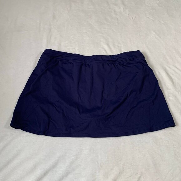 Lands' End blue pull on elastic waist bikini bottom skort shorts with skirt - Picture 7 of 7